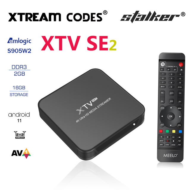 XTREAM CODES Meelo XTV SE2 Smart TV Box Amlogic S905W2 2GB DDR3 16GB Emmc Android 11 2.4G/5G Youtube Media Player Set Top IPTV Box