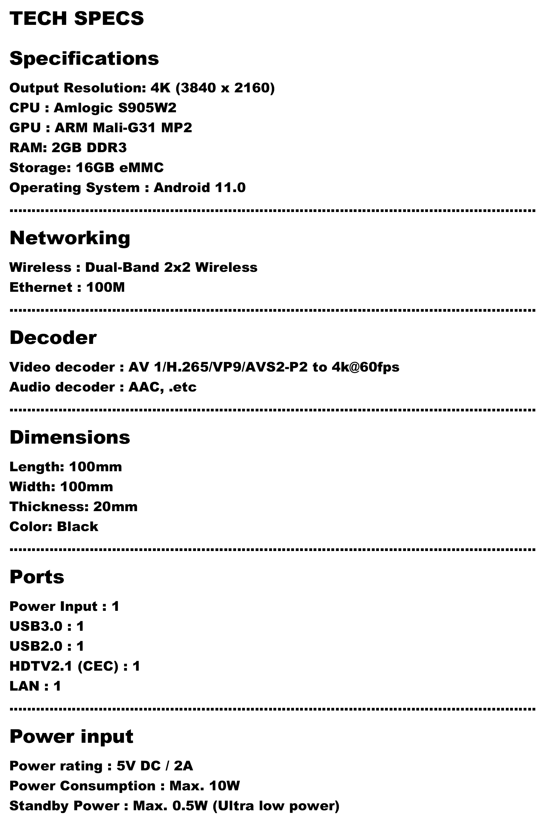 XTV SE2 TECH SPECS