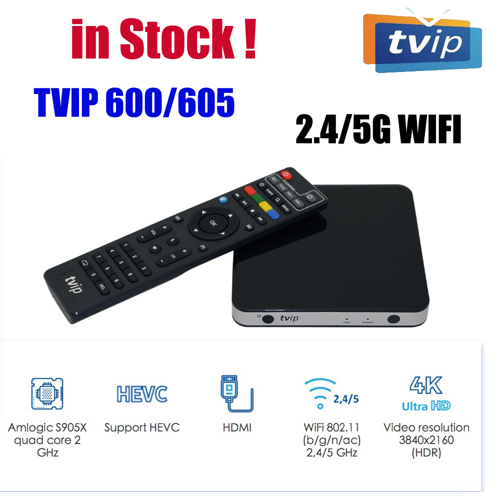 Original Stable quality TVIP 605 Linux & Android dual OS 2.4/5G WIFI Smart IPTV box TVIP605