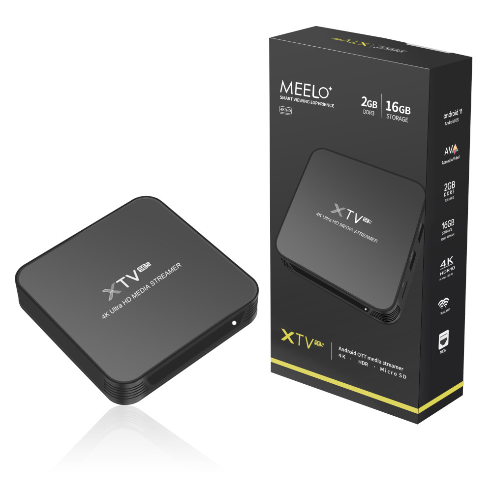 XTREAM CODES Meelo XTV SE2 Smart TV Box Amlogic S905W2 2GB DDR3 16GB Emmc Android 11 2.4G/5G Youtube Media Player Set Top IPTV Box
