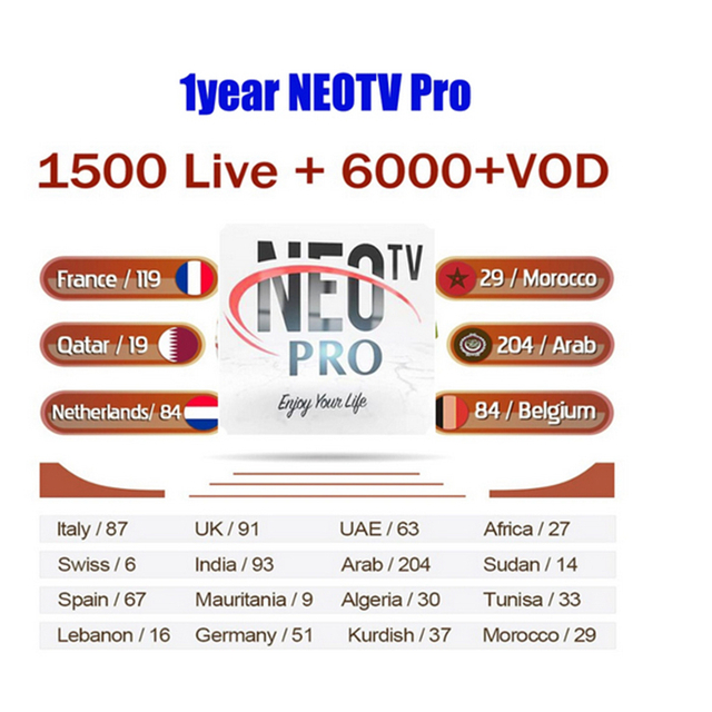 Neotv IPTV Arabic France Neo 12 Months Subscription Smart TV Europe French Belgium IPTV Italian Android M3u Neox PRO