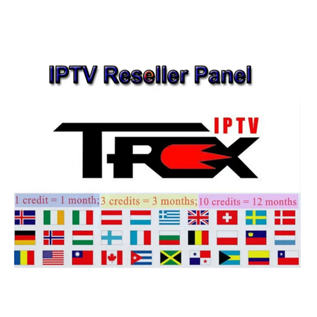 Trex IPTV Server Hot Selling Germany Albania Malta Iceland USA Canada UK IPTV Reseller Panel with Credits Free Test Xxx M3u Code